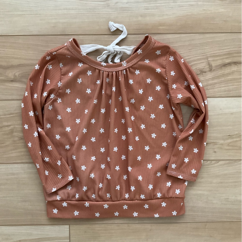 Little Lucca Love 3/4T girls tie back floral top